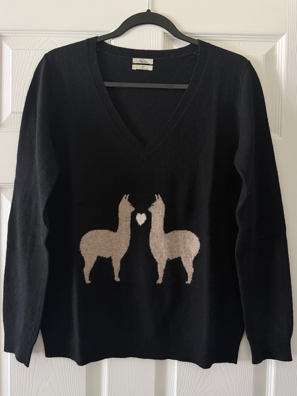 Wallace for Madewell Black Llama Love V-Neck Sweater